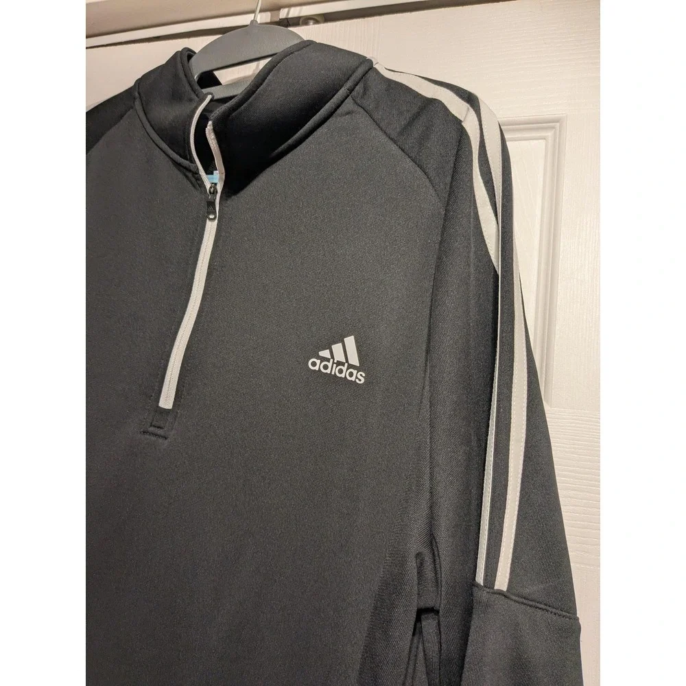 Adidas Pullover Men XL Black French Terry 1/4 Zip Golf UPF 50 Mock Nk NWT